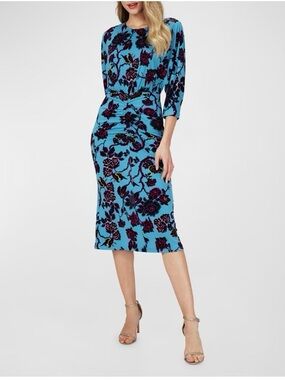 Diane Von Furstenberg NWOT Floral Print Blouson Sleeve midi dress